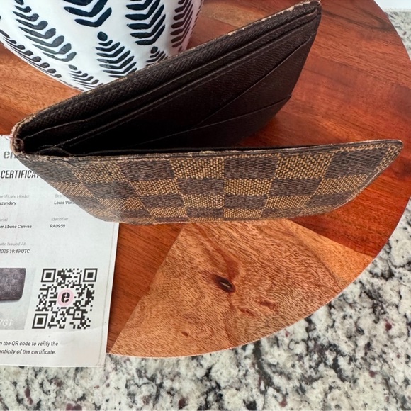 Louis Vuitton Damien Ebene Bi-Fold Brown Checkered Wallet with COA - Picture 2 of 7